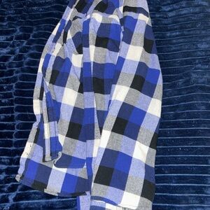 Faded Glory Blue and Black Checkered Shirt